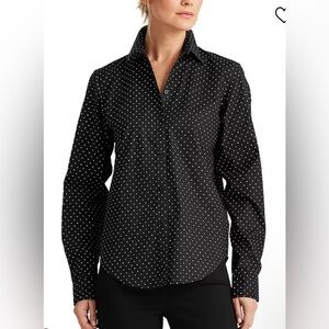 Ralph Lauren Polka Dot Long Sleeve Shirt Non-Iron Sz L Petite Button Up NWOT